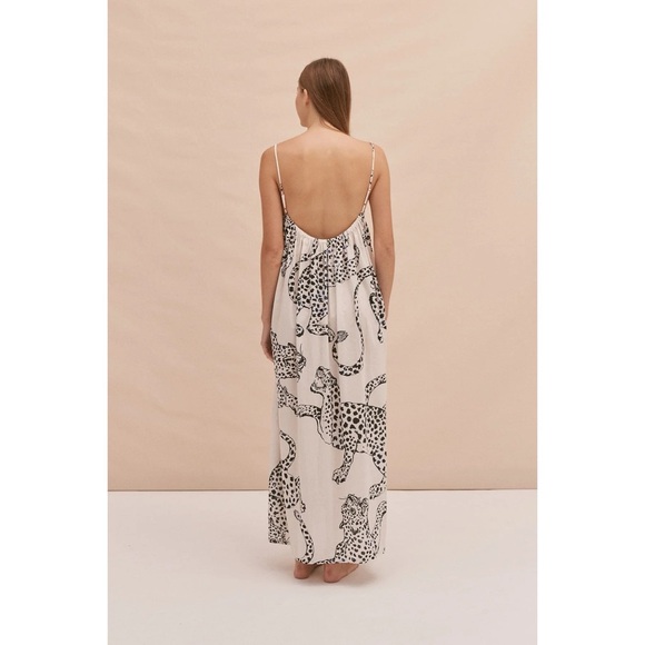 nwt DESMOND & DEMPSEY jaguar square INDIA printed nightie cotton dress L - Picture 7 of 9